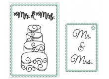 Stickdatei - Postkarte ITH "Mr. & Mrs. Torte" Hochzeit